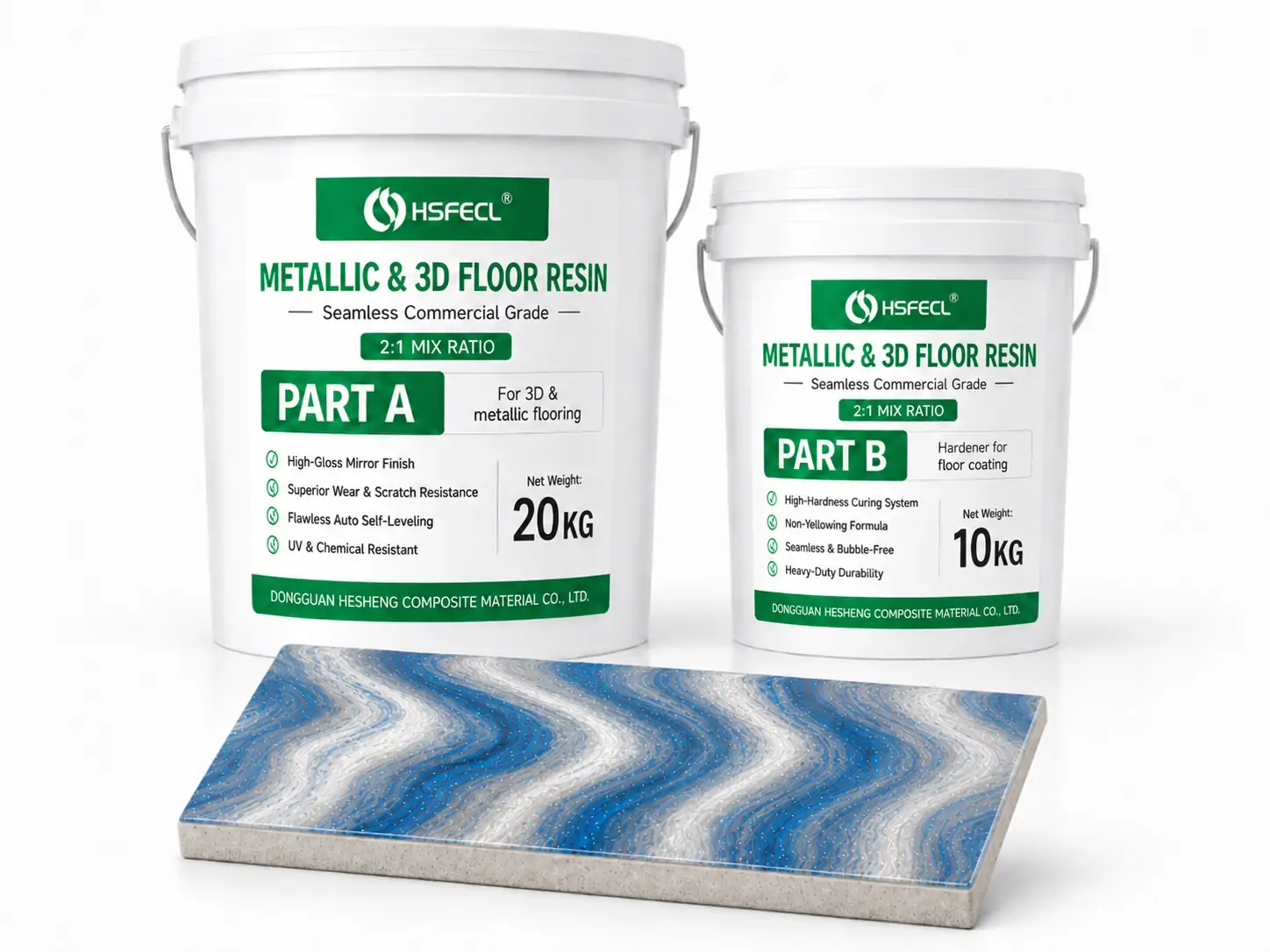 7001AB decorative flooring epoxy product packaging for 3D graphics, metallic effects and clear topcoat applications